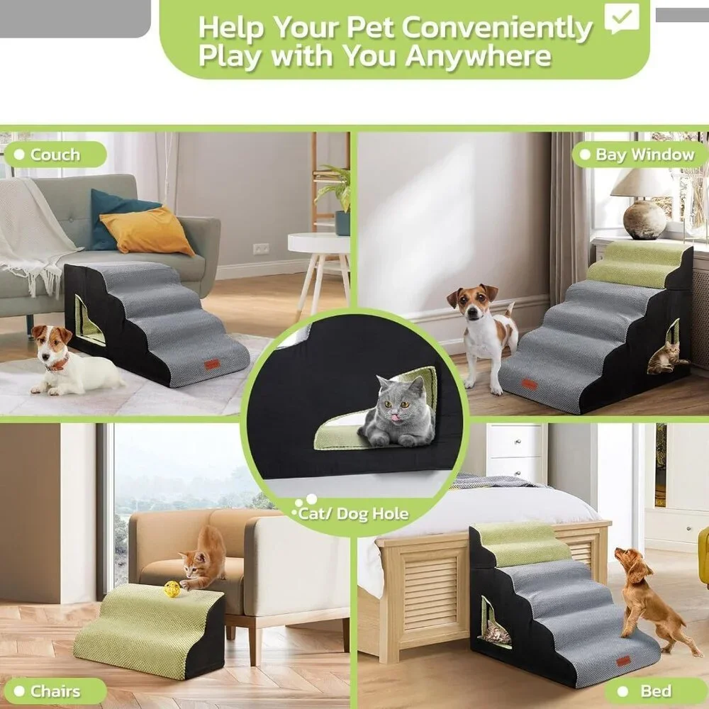 LOOBANI Dog Stairs for High Bed, 30 Inch Height 6 Steps
